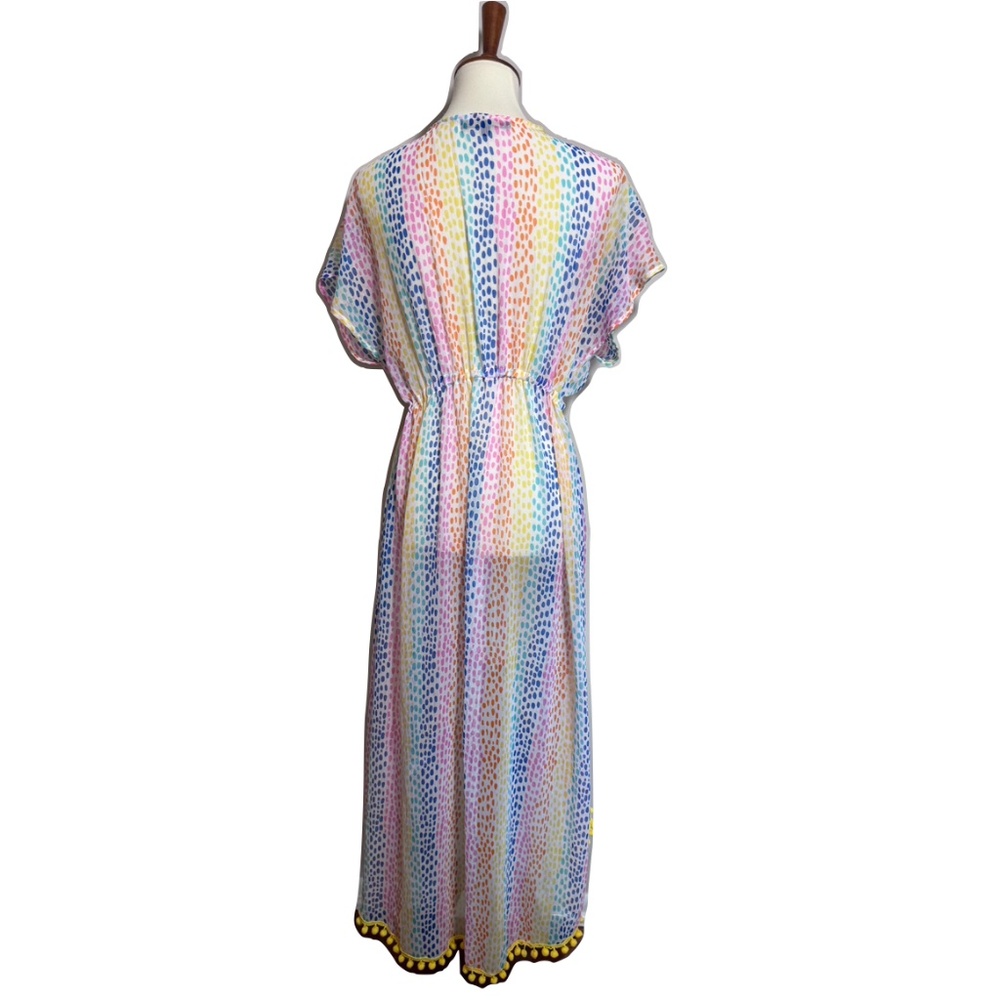 America & Beyond Semi-Sheer Cheetah Rainbow Stripes Cover-Up Dress Size Medium - Picture 6 of 13